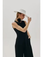 K184 Kombinéza so širokými nohavicami - čierna