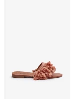 Dámske ploché papuče s strapcami, špinavoružové Rialle