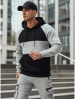 Pánska základná mikina s kapucňou so sivými a čiernymi pruhmi FashionStreet BX5902 Pánska základná mikina s kapucňou so sivými a čiernymi pruhmi FashionStreet BX5902