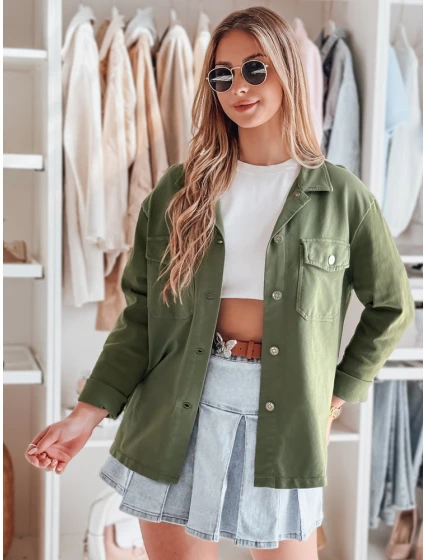 Dámska oversize košeľová bunda OVERBOR khaki FashionStreet TY4889