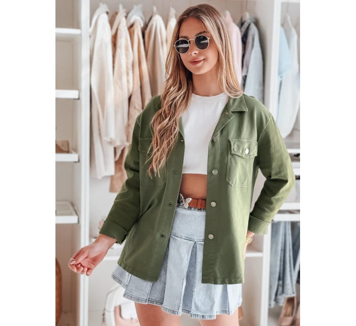 Dámska oversize košeľová bunda OVERBOR khaki FashionStreet TY4889