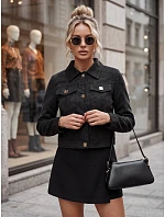 Dámská semišová bunda na druky, černá, FashionStreet TY5880