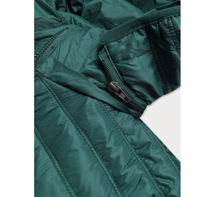 Zelená prešívaná dámska bunda s kapucňou (2021-09)