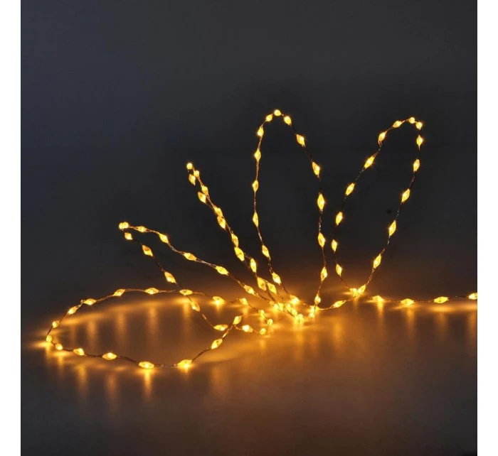 BATÉRIOU OVLÁDANÉ DRÔTENÉ SVETLÁ GIRLANDA 90 VIEDOL TEPLÁ BIELA BLESK LUCA