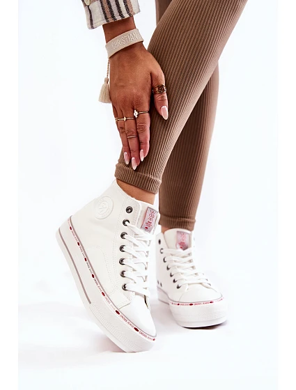 Dámské vysoké Zateplené tenisky model 21599216 Bílé - Cross Jeans Dámské vysoké Zateplené tenisky model 21599216 Bílé - Cross Jeans