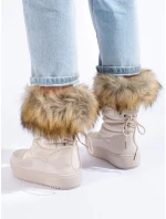 Moderní dámské zlaté sněhule platforma Moderní dámské zlaté sněhule platforma