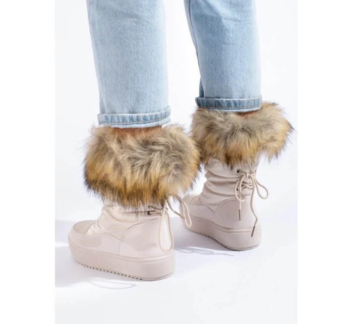 Moderní dámské zlaté sněhule platforma Moderní dámské zlaté sněhule platforma