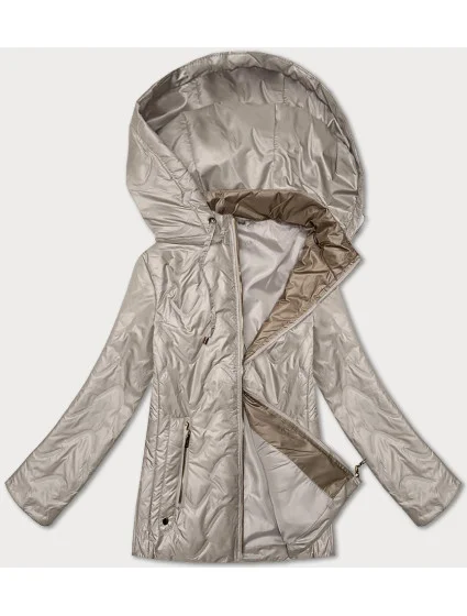 Světle béžová dámská prošívaná bunda s odepínací kapucí model 20833078 - S'WEST Světle béžová dámská prošívaná bunda s odepínací kapucí model 20833078 - S'WEST