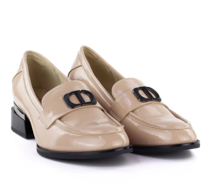 Dámská obuv s ozdobným podpatkem béžová model 22015133 - VINCEZA