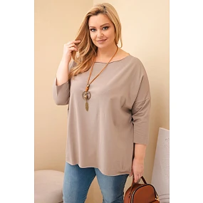 Dámská bavlněná blůza Plus Size asymetrická s náhrdelníkem fango