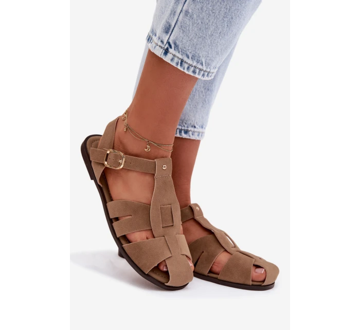 Dámské sandály Ploché Khaki model 21960876 - Boto