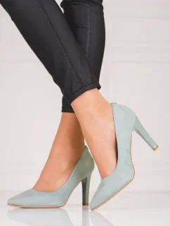 Štýlové lodičky dámske šedo-strieborné na ihličkovom podpätku