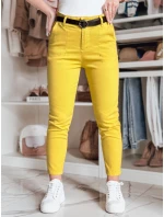Dámské kalhoty slim fit s páskem hořčicové Dstreet model 21986217 - FashionStreet