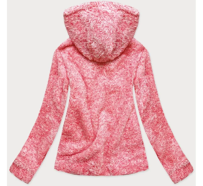 Červená melanžová dámská plyšová mikina model 17929619 - J.STYLE Červená melanžová dámská plyšová mikina model 17929619 - J.STYLE