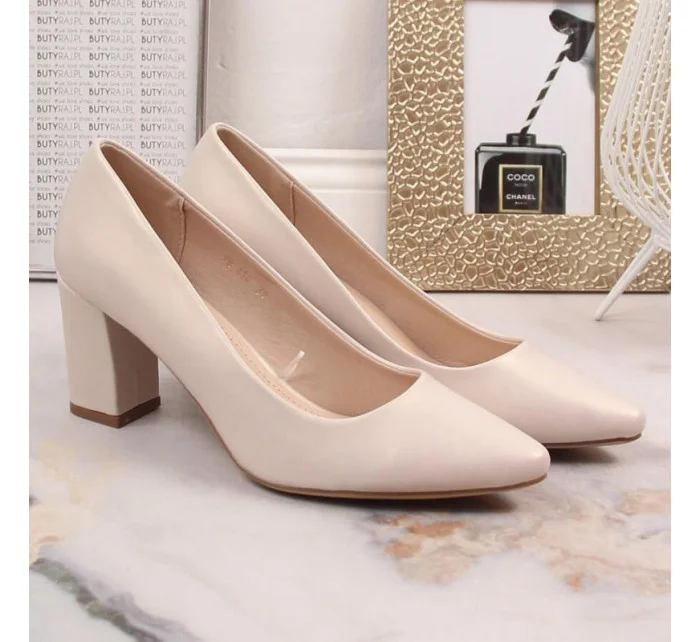 Sergio Leone W SK403C béžové perlové lodičky na podpätku Sergio Leone W SK403C béžové perlové lodičky na podpätku