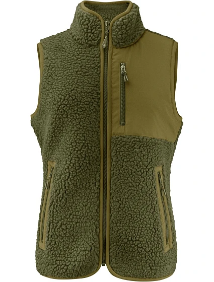 James Harvest Kingsley Fleece Vest Women Dámska fleecová vesta Sherpa „Two-Tone“ 62.1505 machovo zelená
