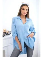 Bavlnená mušelínová košeľa modrá