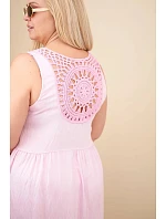 Dámske plus veľkosť viskózové šaty s čipkou bez rukávov Candy Pink Dámske plus veľkosť viskózové šaty s čipkou bez rukávov Candy Pink