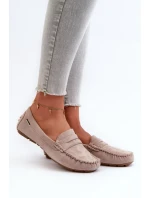 Mokasyny Damskie Z Eko Zamszu Jasnobeżowe Rerceria