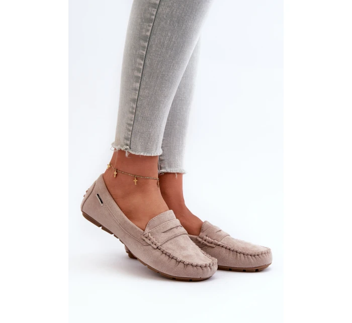 Mokasyny Damskie Z Eko Zamszu Jasnobeżowe Rerceria