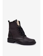 Skórzane Botki Damskie Na Płaskim Obcasie Ze Złotym Detalem Zazoo 3084 Czarne Skórzane Botki Damskie Na Płaskim Obcasie Ze Złotym Detalem Zazoo 3084 Czarne