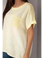 Dámská bavlněná oversized halenka s kapsou a model 22214703 žlutá - K-Fashion Dámská bavlněná oversized halenka s kapsou a model 22214703 žlutá - K-Fashion