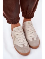 Kožené Sportovní Boty Tenisky Dámské Panterka model 21686778 Béžové - CheBello