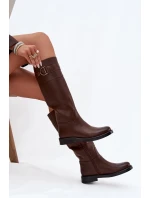 Kozaki Damskie Na Płaskim Obcasie Z Ozdobnym Detalem Brązowe Arvessa Kozaki Damskie Na Płaskim Obcasie Z Ozdobnym Detalem Brązowe Arvessa