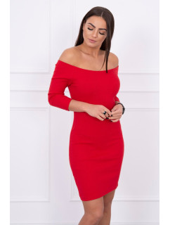 Priliehavé šaty - rebrované červené
