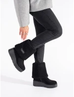 Moderné čierne dámske členkové topánky na klin
