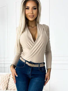 375-7 BODY s obálkovým výstrihom - béžová