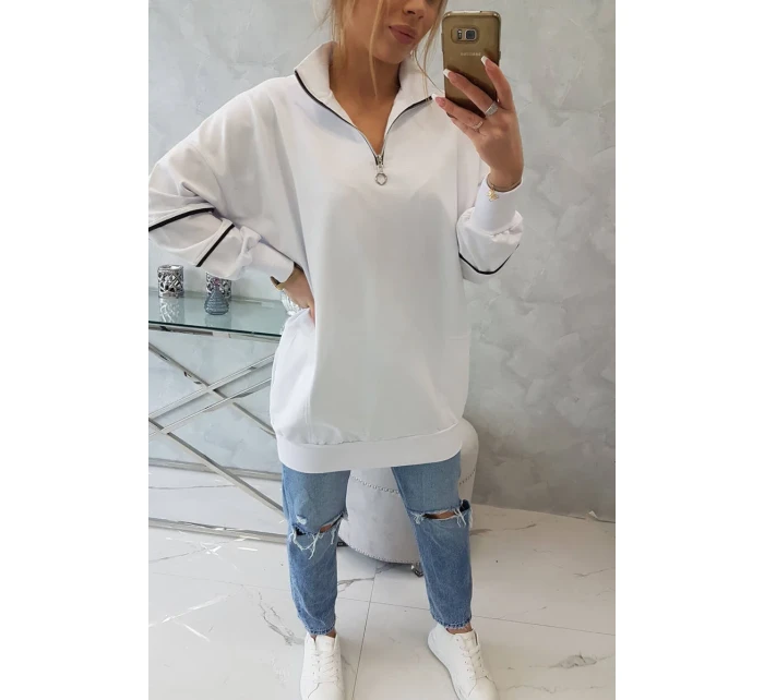 Mikina so zipsom a vreckami biela