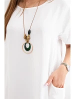 Šaty s vreckami a príveskom ecru