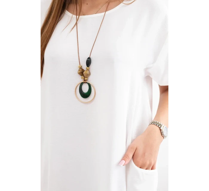 Šaty s vreckami a príveskom ecru