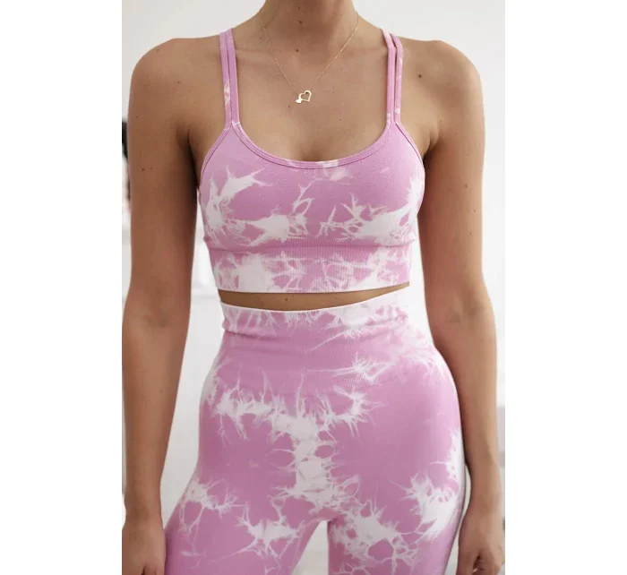 Fitness set model 20129769 legíny push up světle růžová + ecru - K-Fashion