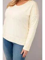 Dámská blůza Plus Size s V výstřihem a delším zadním dílem žlutá