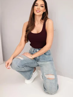 Dámske nohavice so širokými nohavicami a odreninami