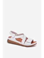 Skórzane Sandały Damskie Na Rzep Maciejka L6848-11 Białe