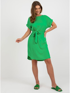 Zelené šaty RUE PARIS s krátkymi rukávmi