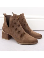 Semišové čižmy na podpätku Potocki W WOL213B hnedé