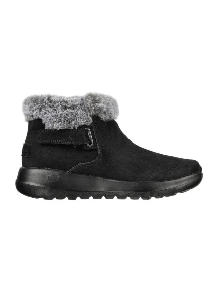 Skechers ON-THE-GO JOY FIRST GLANCE Dámske semišové kožené zimné topánky s umelou kožušinou Black (144041-BKGY) Dámske