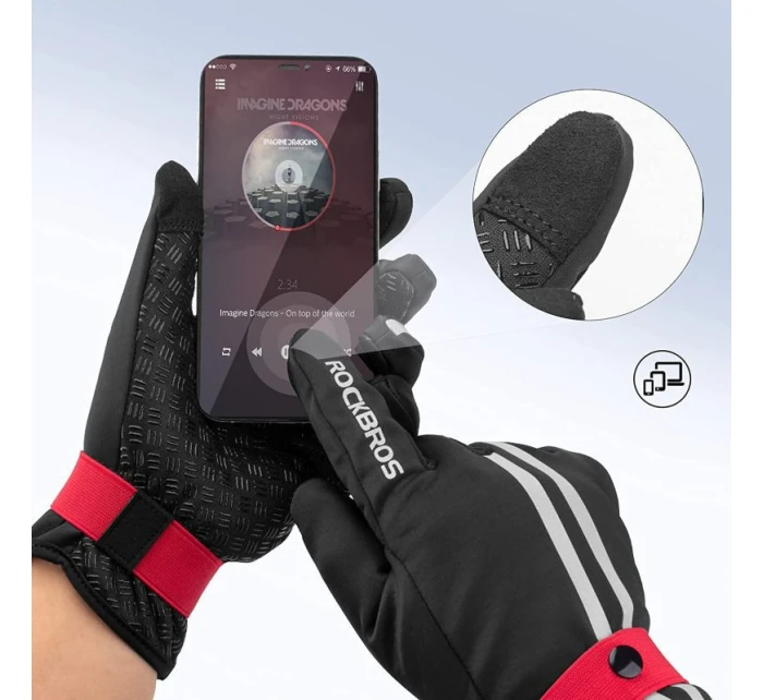 Rockbros zimné cyklistické rukavice S077-7 čierne M