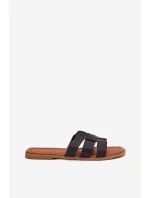 Klapki Damskie Na Płaskim Obcasie Czarne Mirona Klapki Damskie Na Płaskim Obcasie Czarne Mirona