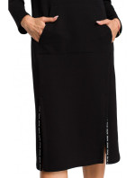 M688 Pletené midi šaty s pruhmi s logami - čierne