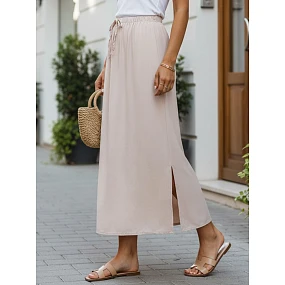 Dámska viskózna maxi sukňa s elastickým pásom béžová FashionStreet CY0514