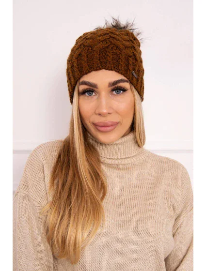 Fleecová čepice Daria model 18750089 světle hnědá - K-Fashion Fleecová čepice Daria model 18750089 světle hnědá - K-Fashion