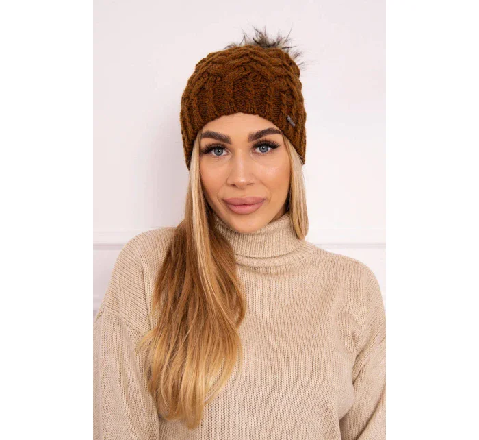 Fleecová čepice Daria model 18750089 světle hnědá - K-Fashion Fleecová čepice Daria model 18750089 světle hnědá - K-Fashion