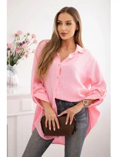 Plus veľkosť bavlnené mušelínové tričko Candy Pink