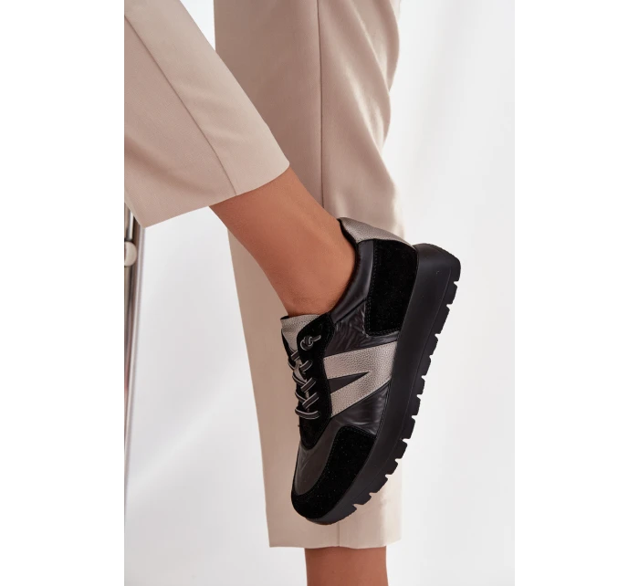 Sneakersy Damskie Na Platformie Vinceza 58561 Czarne