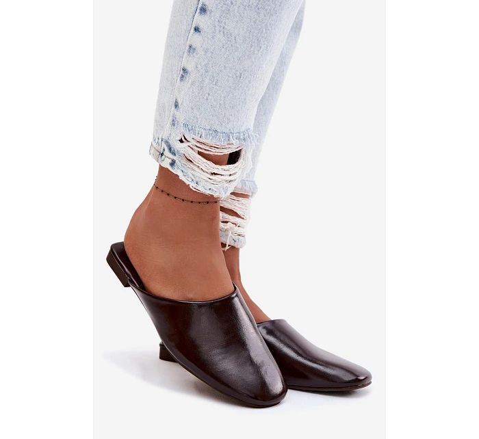 Dámské Mules z Umělé Kůže Ploché Čokoládové Romelle